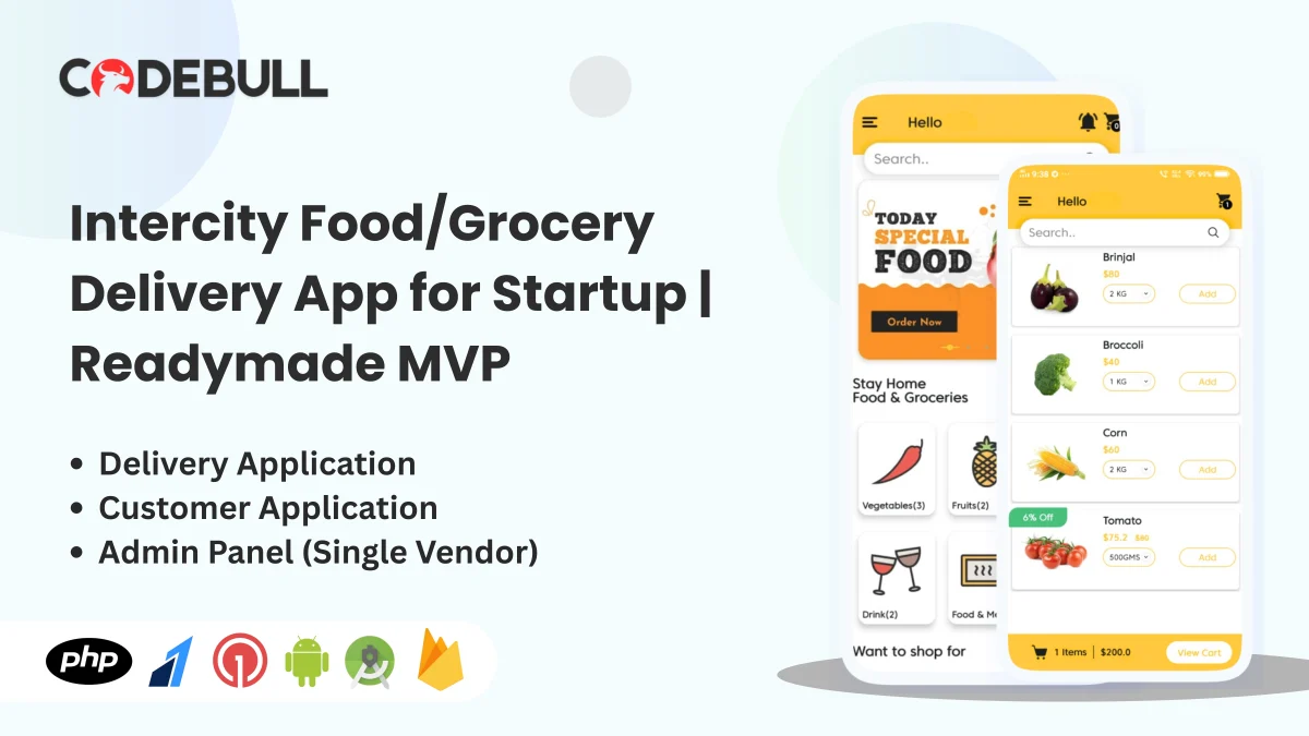 Intercity Food/Grocery Delivery App for Startup | Readymade MVP